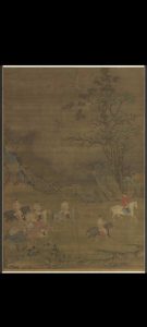 唐人春郊游骑图轴.绢本设色.7766×10998像素.台北故宫博物院藏中华古籍网-专注古书收集中华古籍网