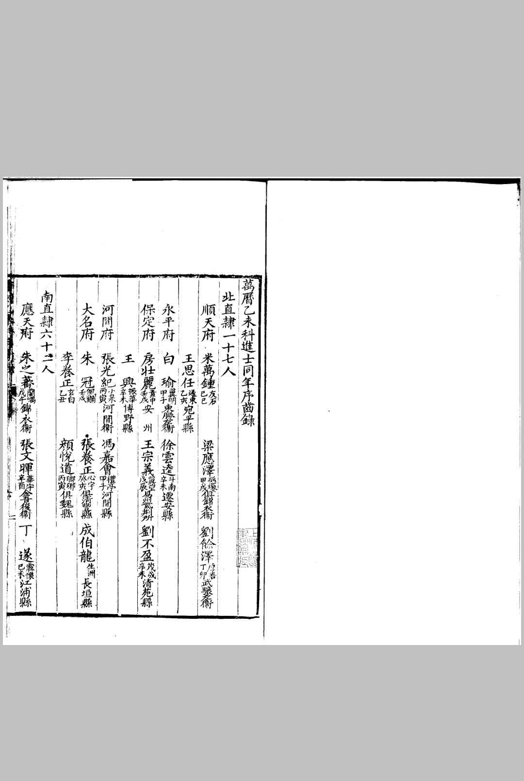万历乙未科进士同年序齿录 一卷中华古籍网-专注古书收集中华古籍网